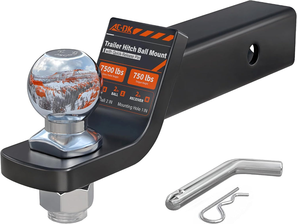 Trailer Hitch Ball Mount with 2" Ball for 2-Inch Receiver