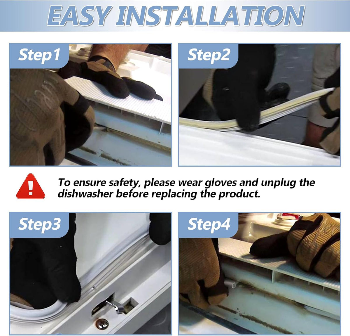 【UPGRADED】WD08X10057 Dishwasher Door Gasket Seal Kit by Cenipar Compatible with G-E Dishwasher with WD8X227 WD8X228 Dishwasher Corner Gaskets Right/Left Side Corner Baffle Replace PS263963 PS263964