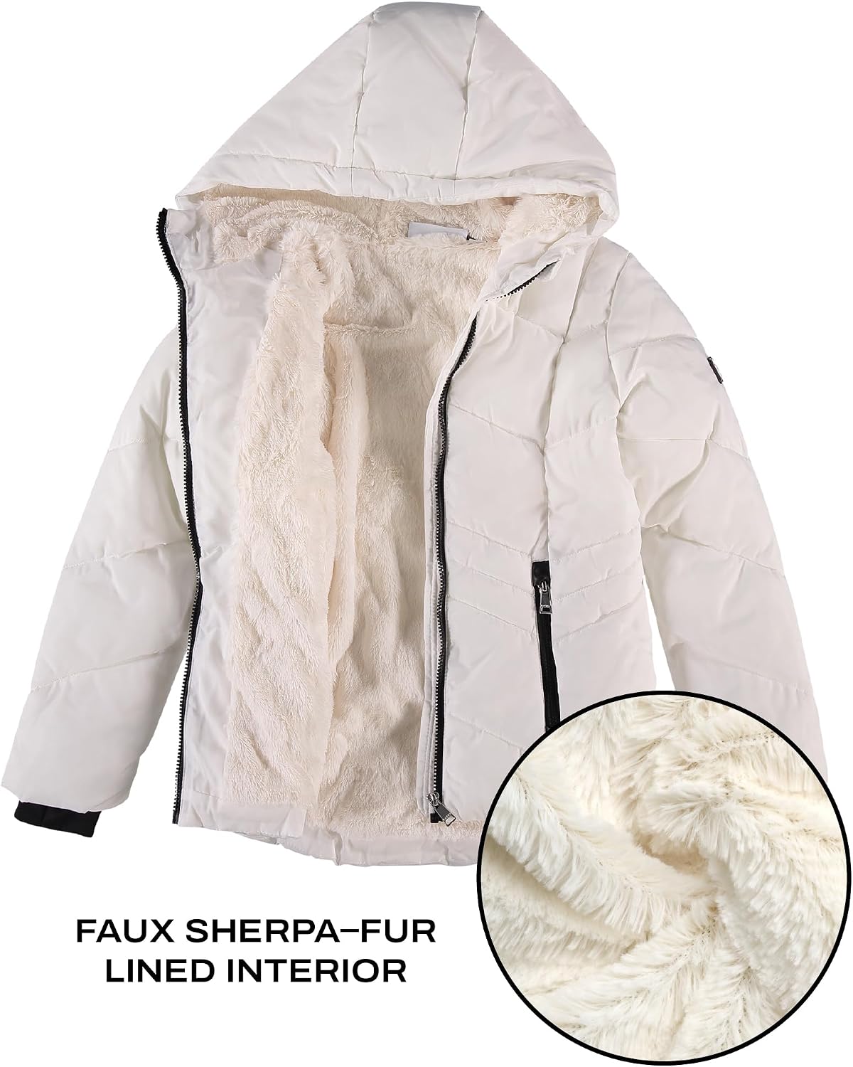 DKNY Girls Winter Jacket, Sherpa Fur Lined Puffer Parka, Hooded Coat | Heavyweight Warmth With Super Soft Plush