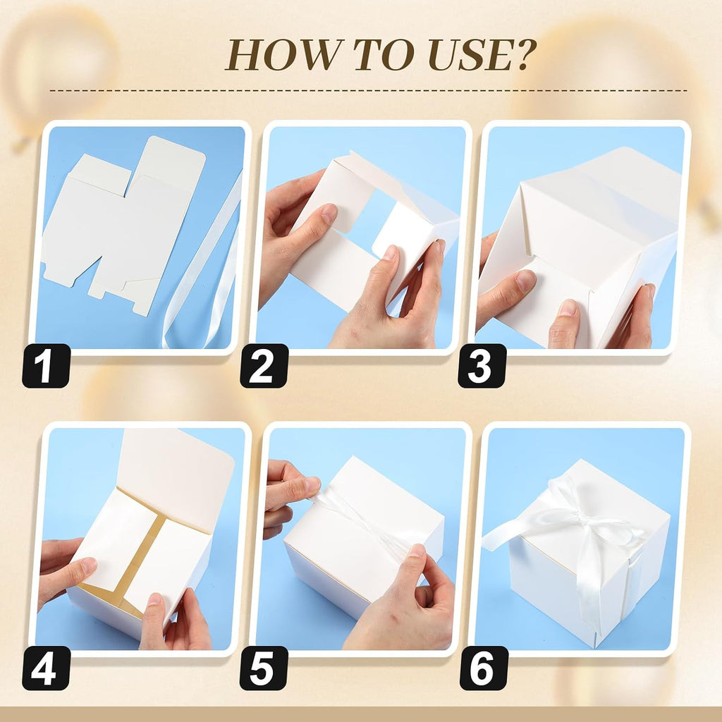 48 Pcs Wedding Gift Boxes with Lids Ribbon,White,2 Inch