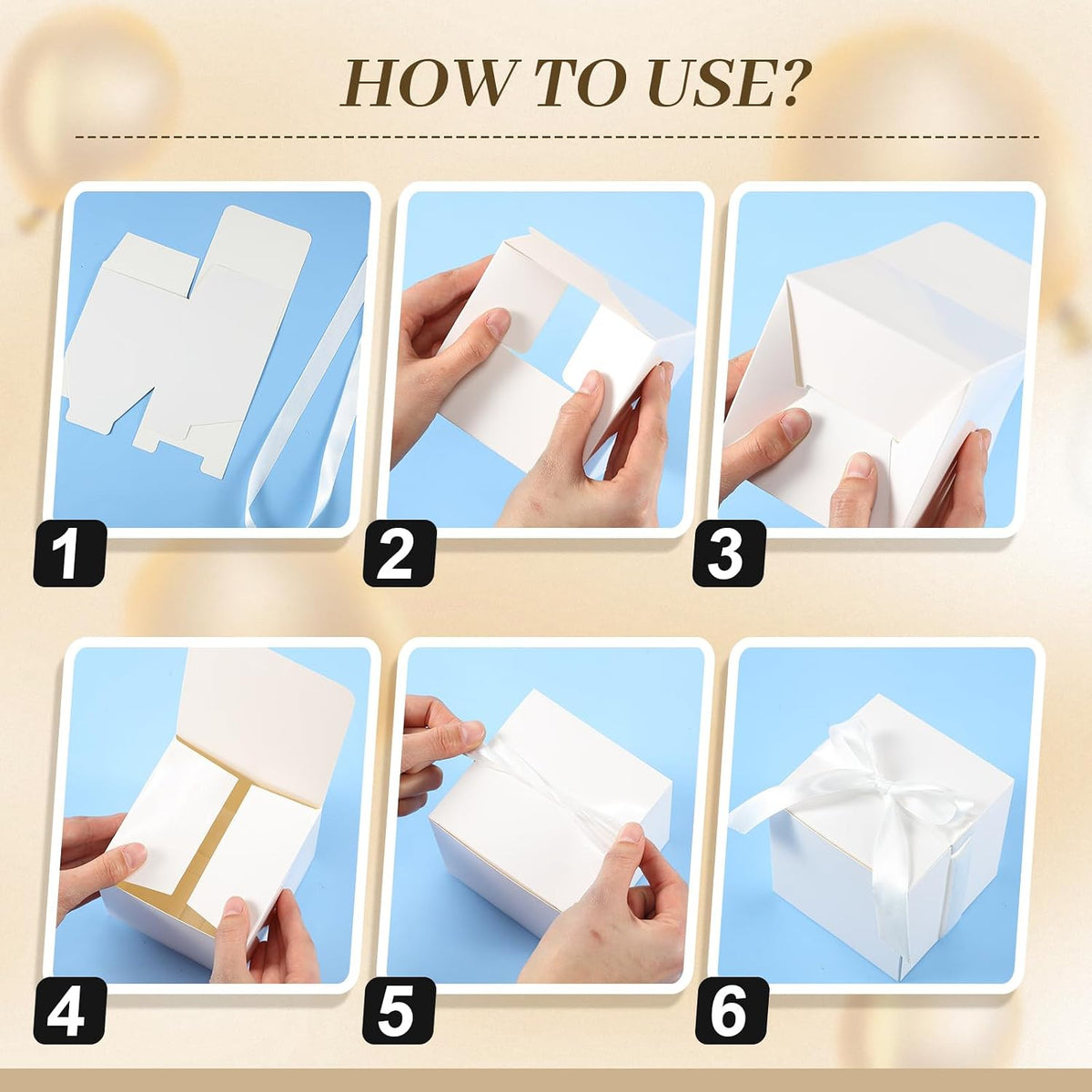 48 Pcs Wedding Gift Boxes with Lids Ribbon,White,2 Inch