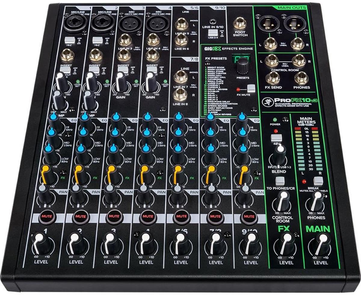 ProFX10v3 10-Channel Professional Analog Mixer with USB, Onyx Mic Preamps and GigFX Effects Engine | Includes Pro