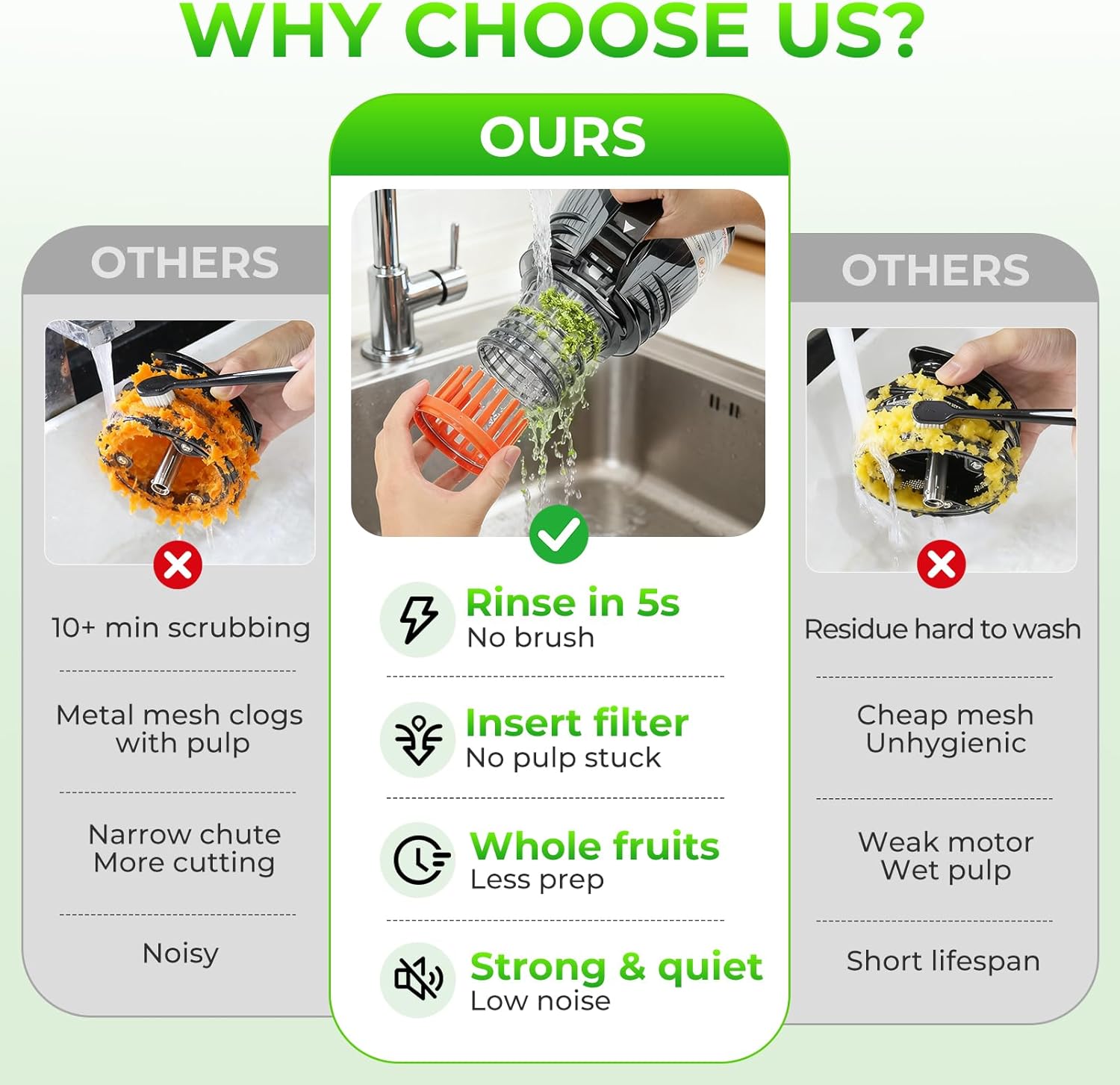 Juicer Machines, 6" Large Feed Chute Cold Press Juicer