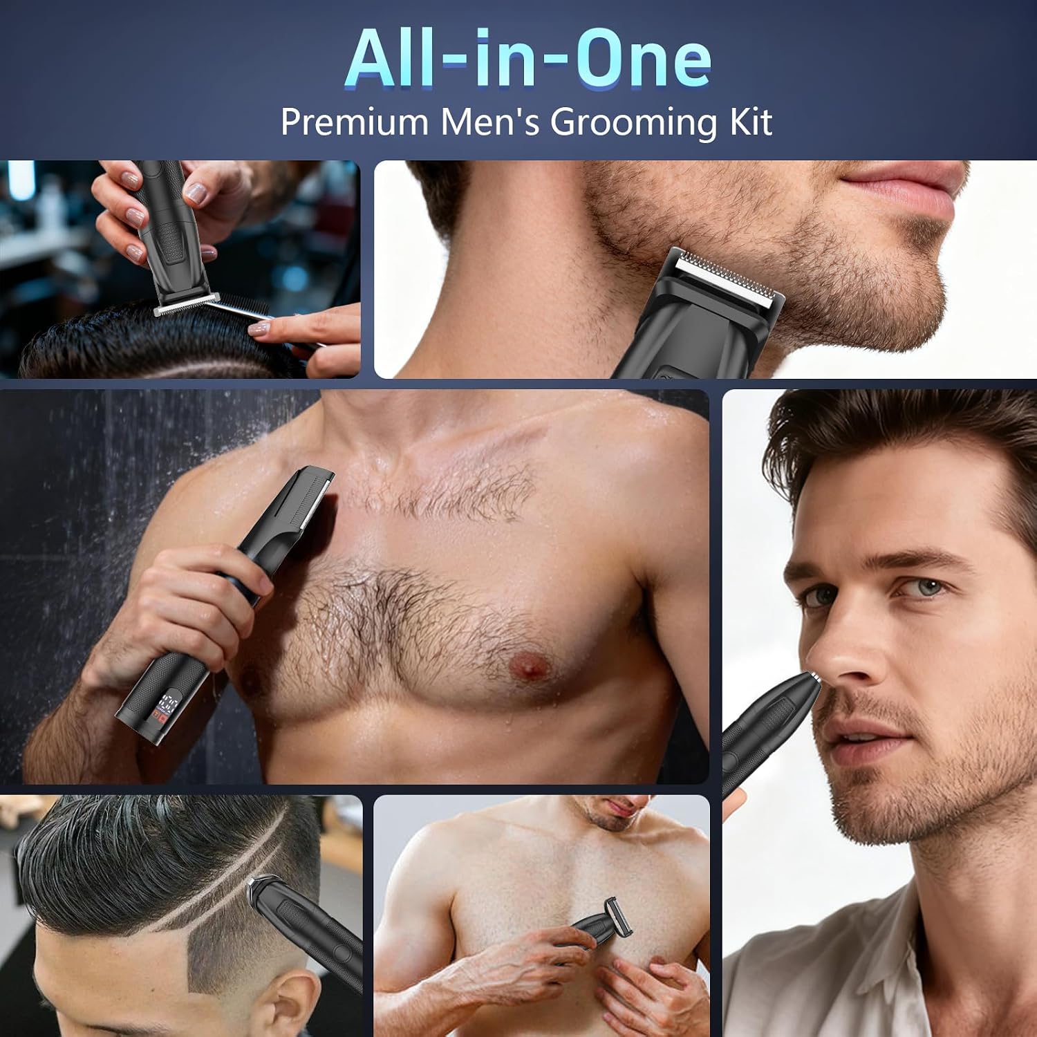 Manscape Men Body Beard Trimmer Waterproof Groin Ball Hair Groom Kit | 6-in-1 multi-set, no-nick shave trim, nose