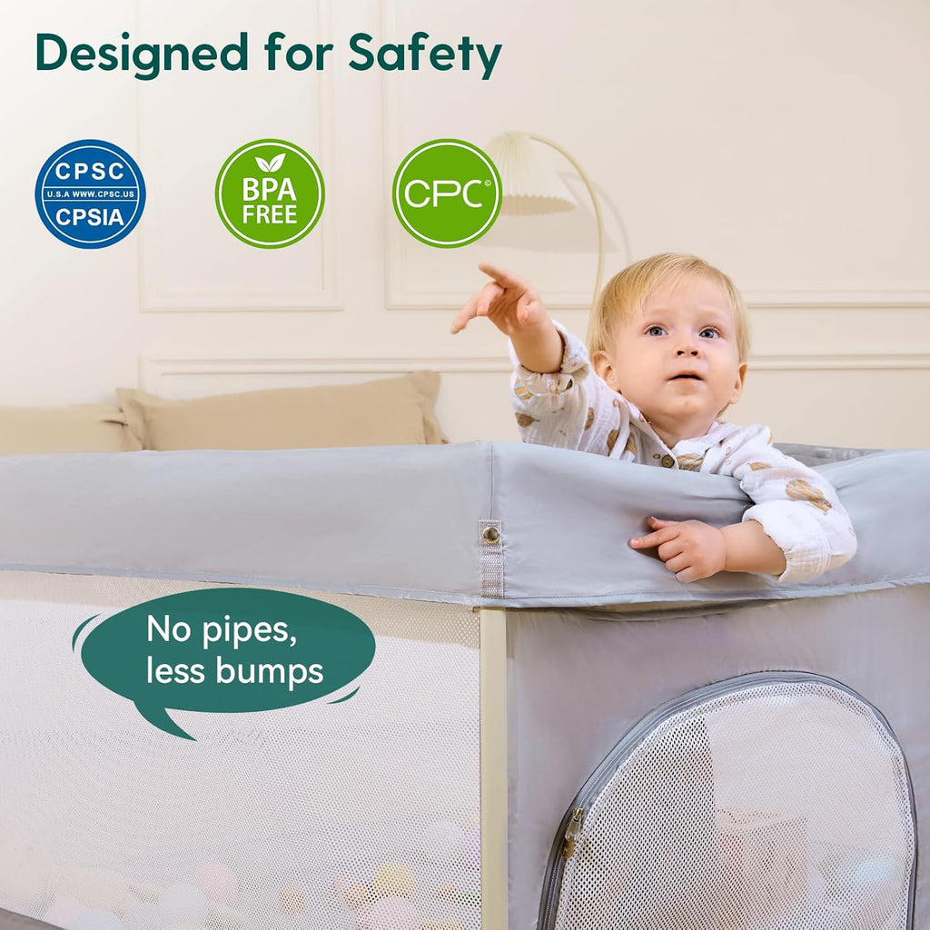 Foldable Baby Playpen, Snap-Play, 46" × 46" | No Assembly Required, Portable Playard for Babies and Toddlers, Indoor