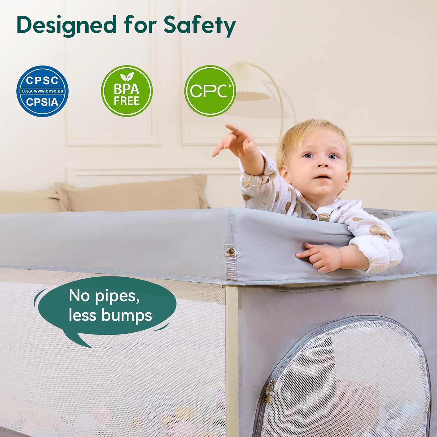 Foldable Baby Playpen, Snap-Play, 46" × 46" | No Assembly Required, Portable Playard for Babies and Toddlers, Indoor