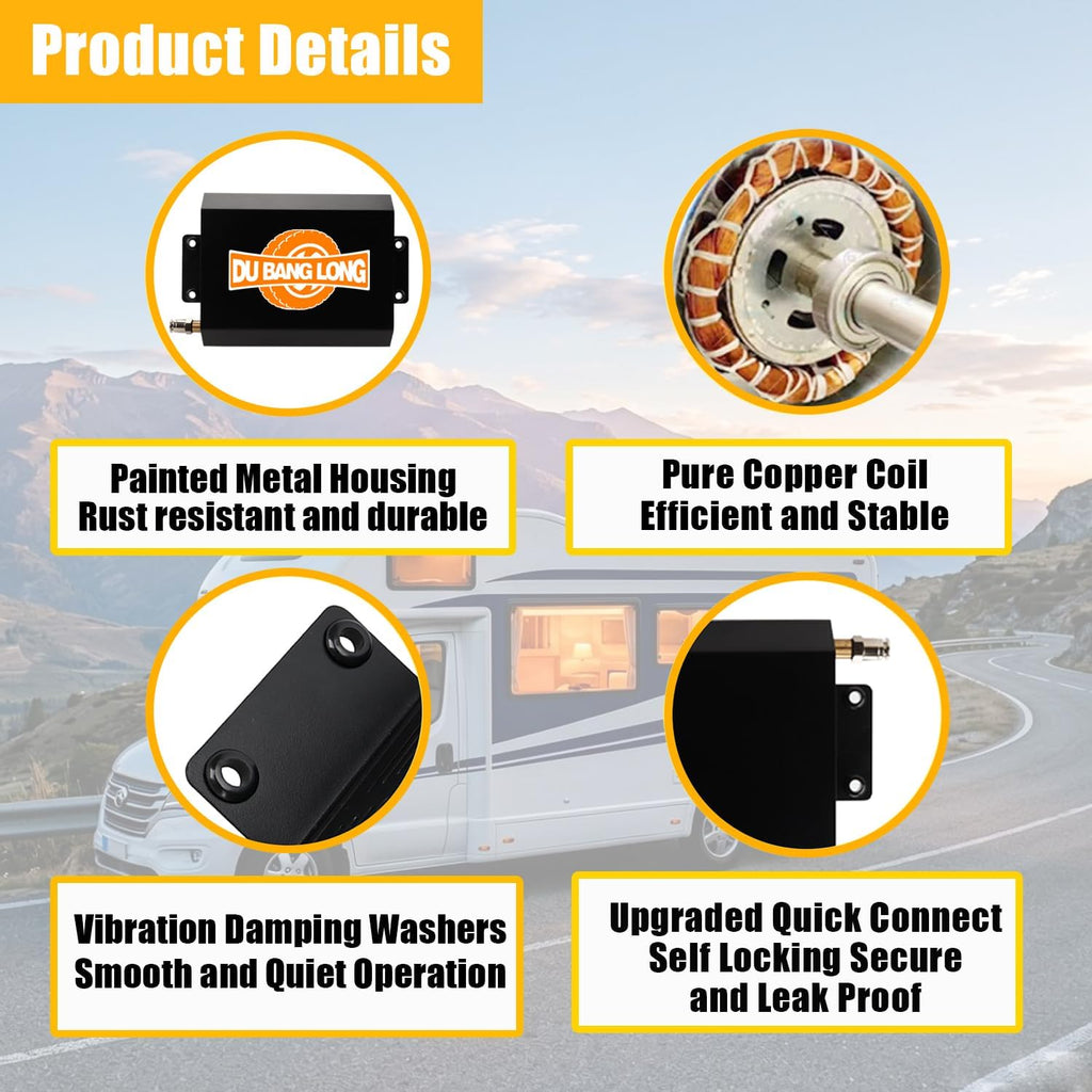 Air Bags Suspension Kit, On Board Air Compressor System with Upgraded Air Ride Compressor, Pressure Gauge, Hardware and Air Hoses, for Truck Air Suspension Control