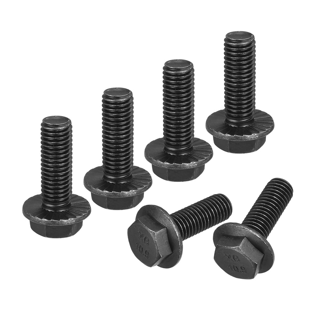 uxcell M12-1.75x35mm Hex Serrated Flange Bolts 10.9 Grade Carbon Steel Screws 6pcs