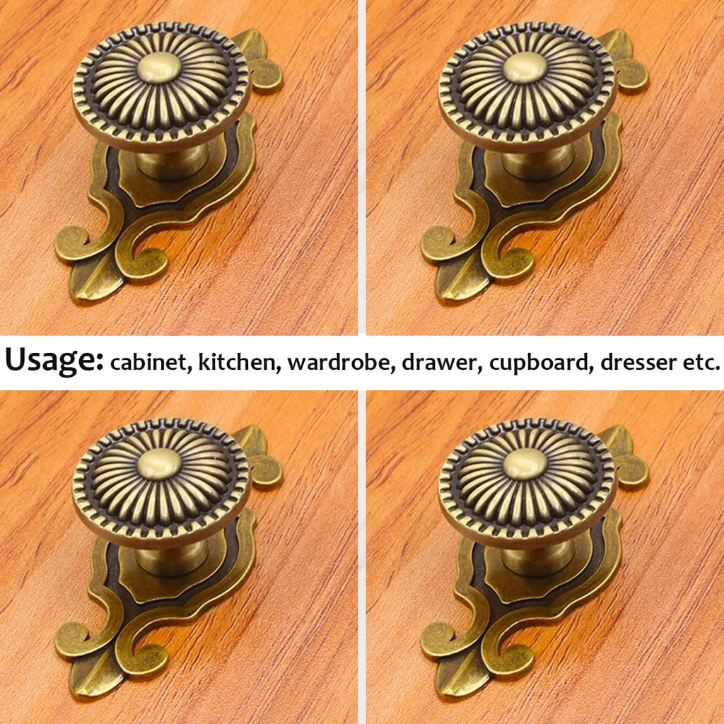 Brass Cabinet Knobs, Vintage Retro Mushroom Drawer Knobs with Backplate, Dresser Pull Handles for