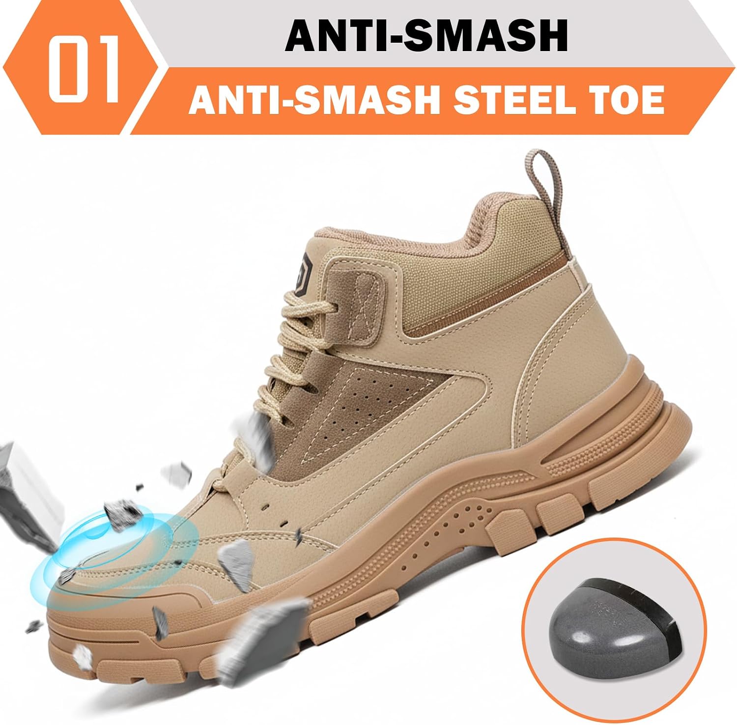 Steel Toe Boots for Men Women – Indestructibl Lightweight Work Boots Steel Toe Safety Shoes Slip Resistant High Top