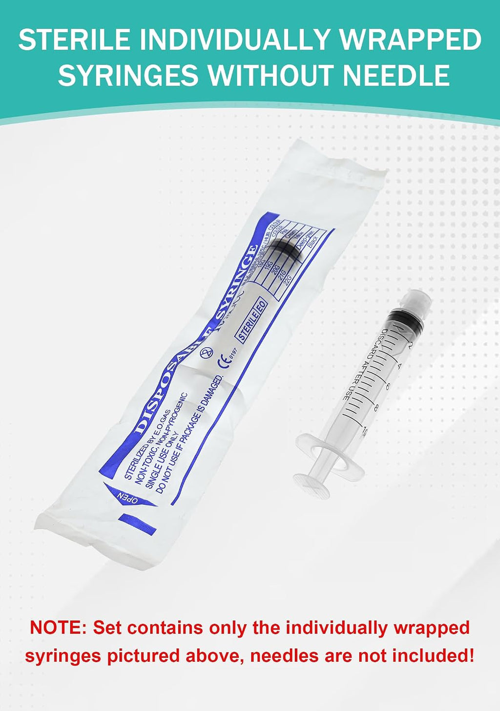 10mL Luer Lock Syringe with Cap - Sterile Individually Wrapped Without Needle - Leak-Proof Accurate Measurement
