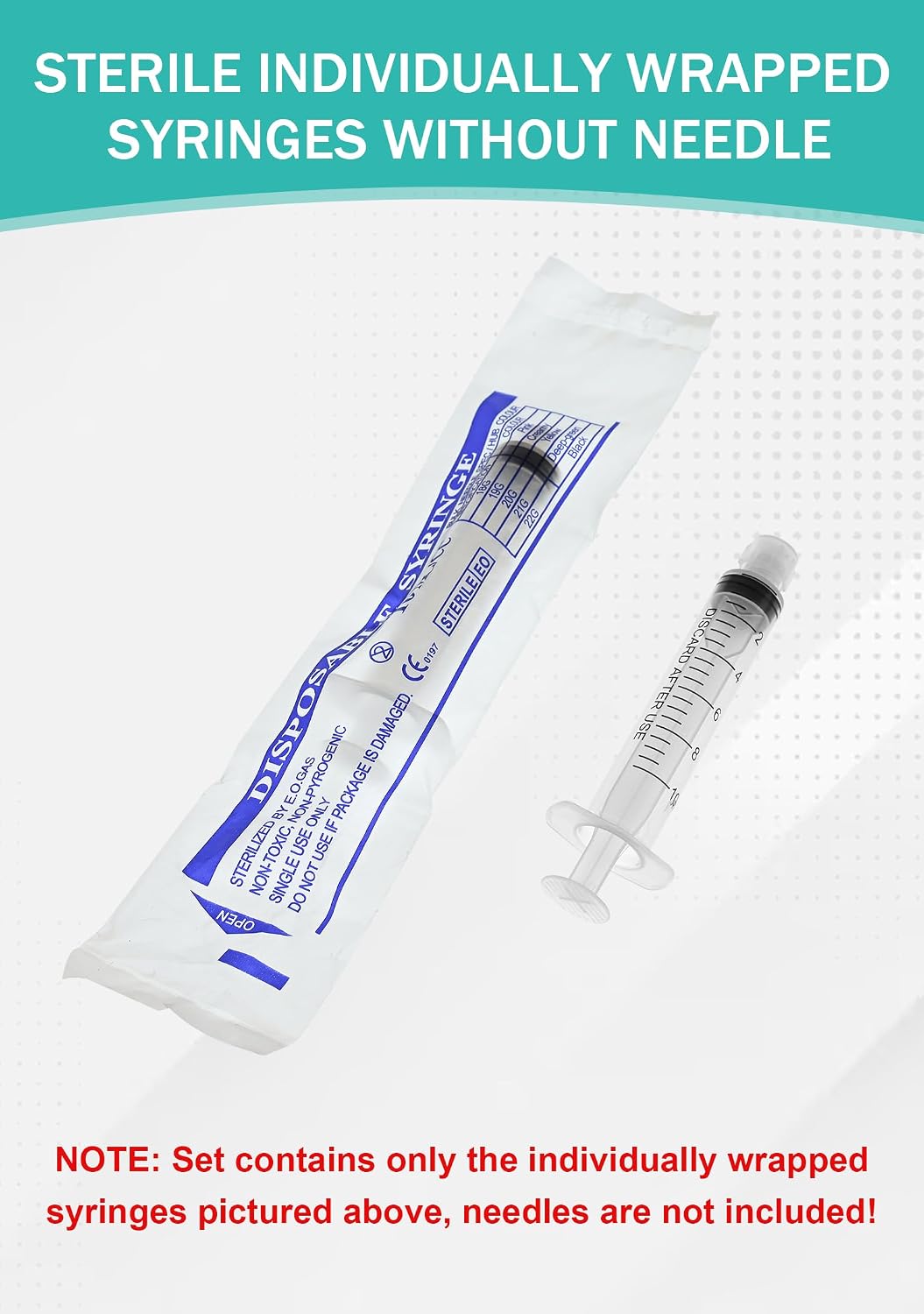 10mL Luer Lock Syringe with Cap - Sterile Individually Wrapped Without Needle - Leak-Proof Accurate Measurement
