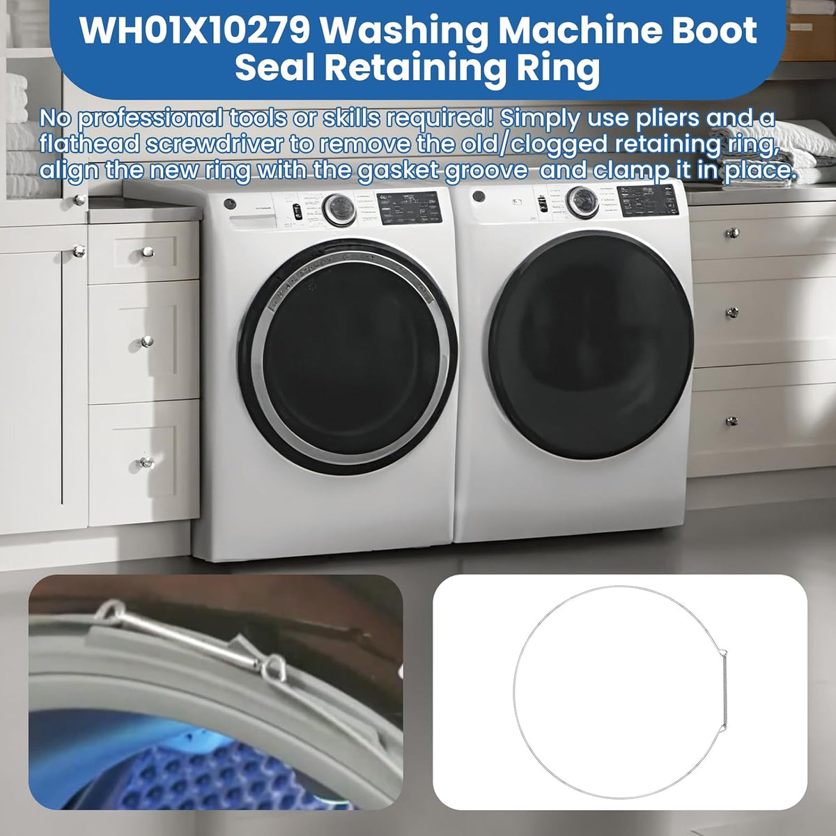 WH01X10279 Washing Machine Boot Seal Retaining Ring for GE Washers