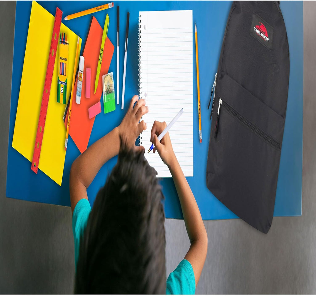 Backpack with School Supplies for Kids - 20 Piece Back to School Supplies with 17" Backpack (Black)