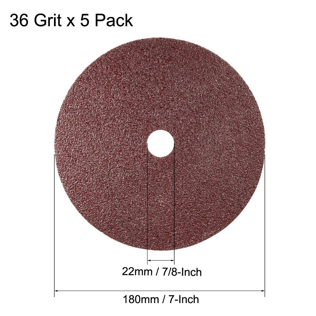uxcell 7" x 7/8" Resin Fiber Discs 36 Grit Sanding Grinding Discs,5 Pack