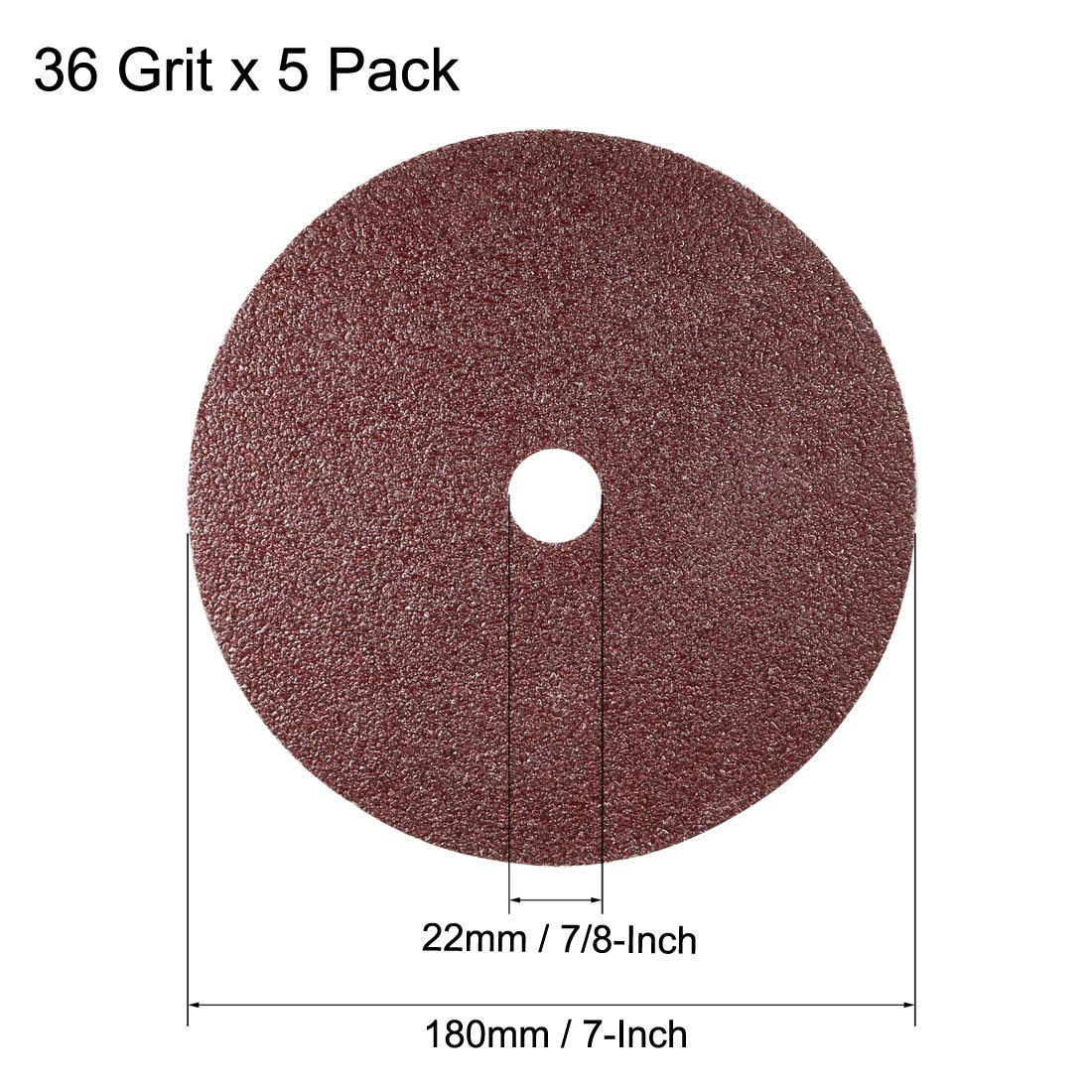 uxcell 7" x 7/8" Resin Fiber Discs 36 Grit Sanding Grinding Discs,5 Pack