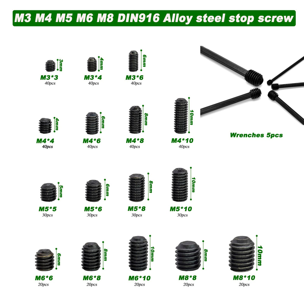 AJUER 500Pcs Hex Drive Cup-Point Screws