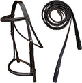 Padded Raised English Bridle, Premium Leather, Matching Laced Reins