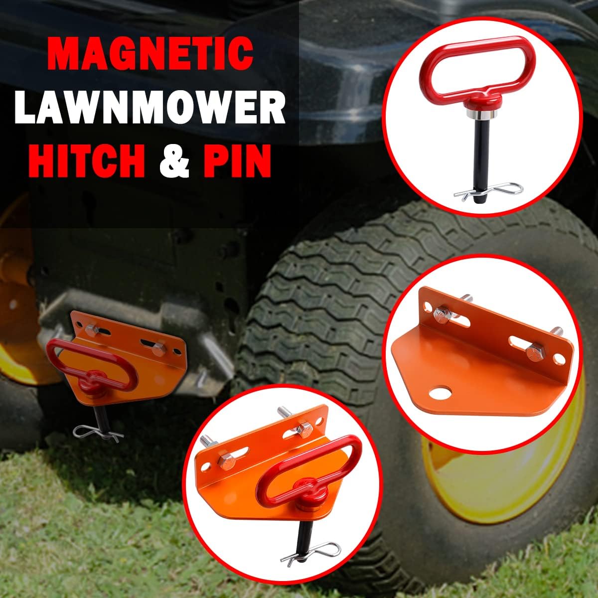 Universal Heavy Duty Zero Turn Mower Trailer Hitch and Strong Heavy Duty Neodymium Magnetic Trailer Hitch Pin with 2