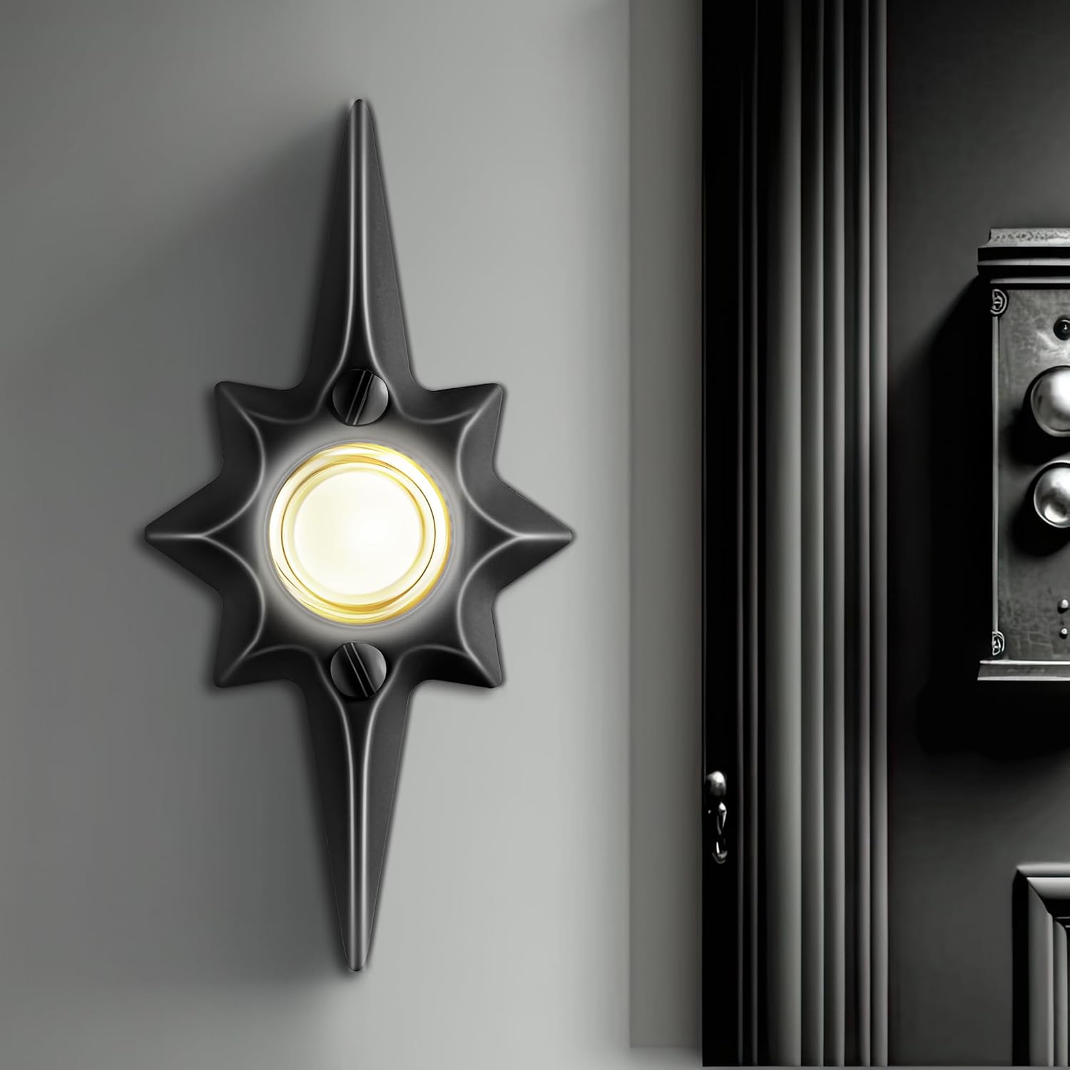 Lighted Wired Doorbell Button, Metal Wall Mount Push Button, Black | Metal wired doorbell button with white LED