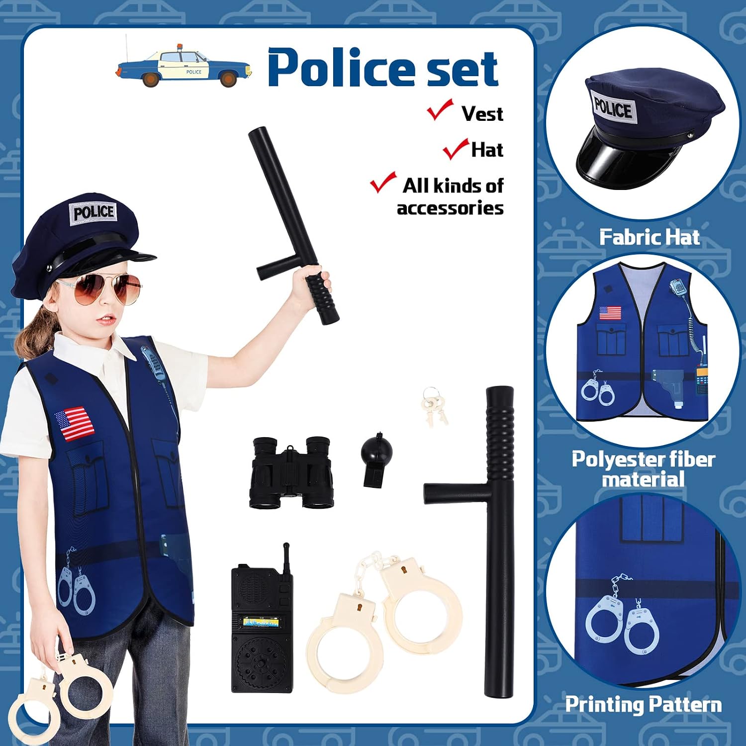5 Sets Kids Dress up Costumes, Toddler Dress up Clothes for Boys Girls, Community Helpers Construction Worker Police
