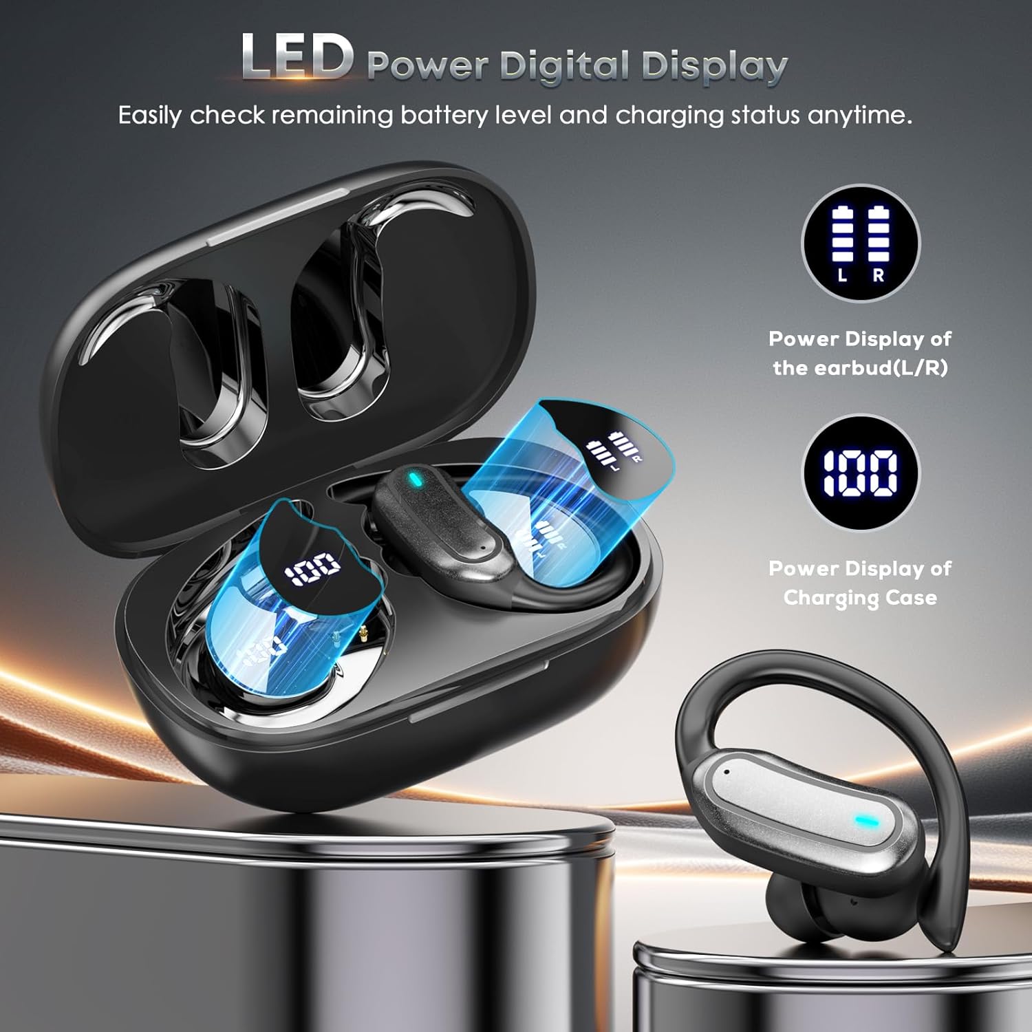 Wireless Earbuds Bluetooth 5.4 Headphones, 54H Playtime Stereo Earphones with Noise Cancelling Mic, IPX7 Waterproof