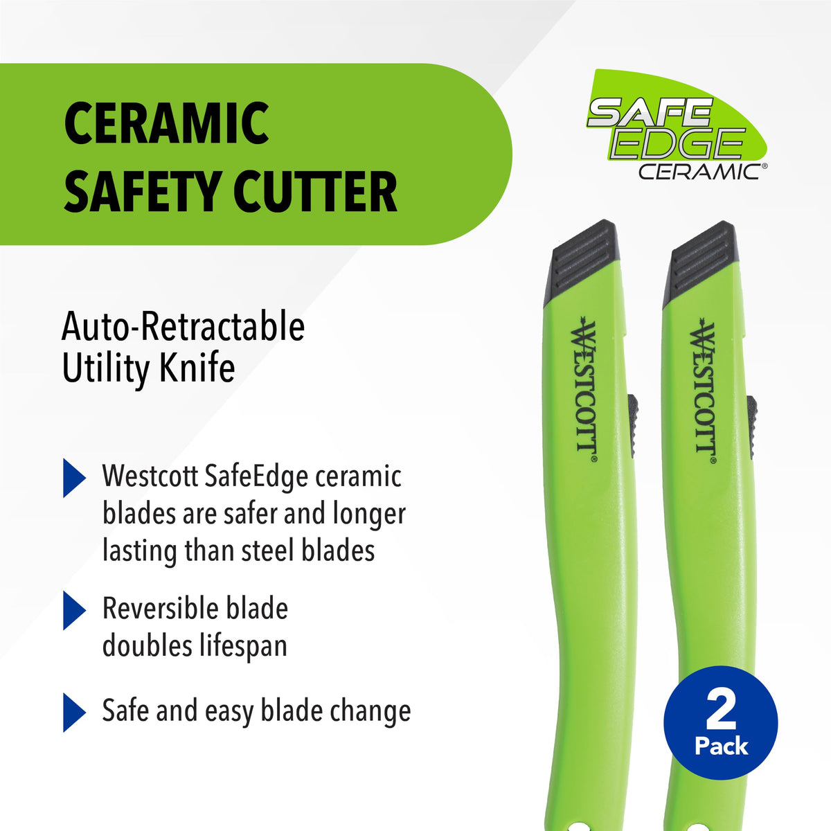 Box Cutter Safety Ceramic Utility Knife, 2-Pack