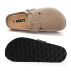 Women's Suede Clogs, Slip-On Mules with Cork Footbed