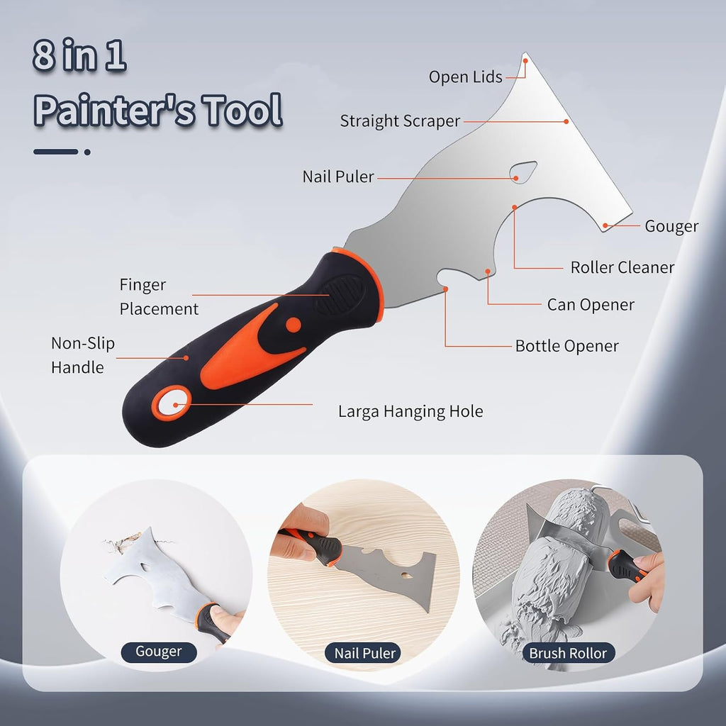 Drywall Knife Set, 10Pcs Drywall Tools Includes Stainless Steel Putty Set, Taping knife, Painter Scraper Tool & 14"