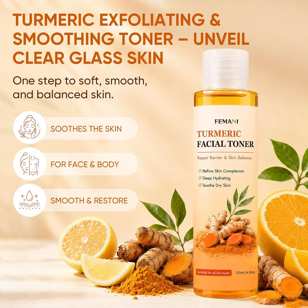 Turmeric Wash and Care 3 Pcs Set: Turmeric Face Wash, Toner & Face Cream | Turmeric Foaming Facial Cleanser for Face