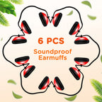 6 Pcs Soundproof Earmuffs Hearing Protection, Red