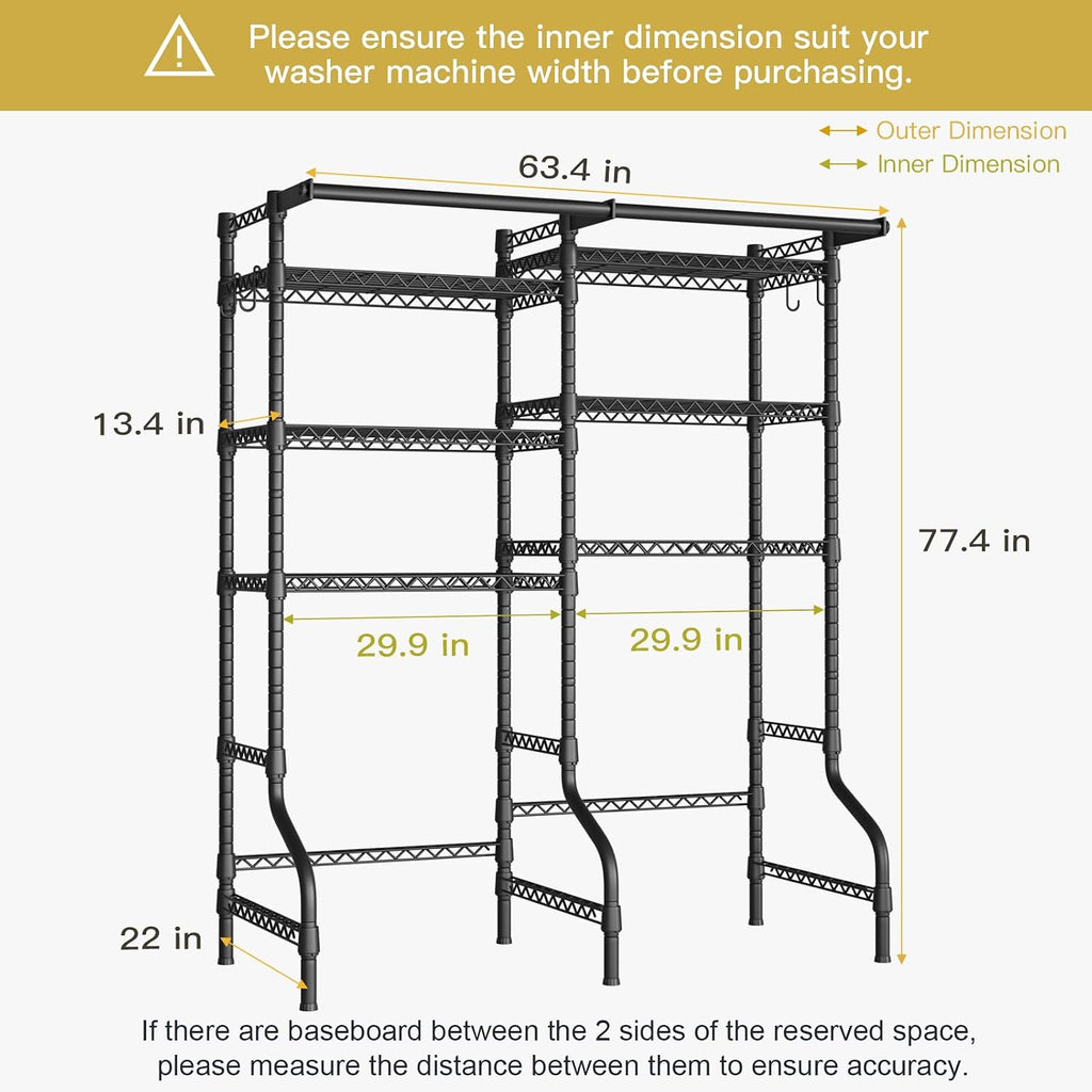 U13 Over Washer and Dryer Storage Shelves, Laundry Room Standing Shelf