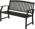 52" Farmhouse Outdoor Bench with Armrest, Black & Gold | Anti-rust Aluminum Frame, Faux Wood Grain Finish