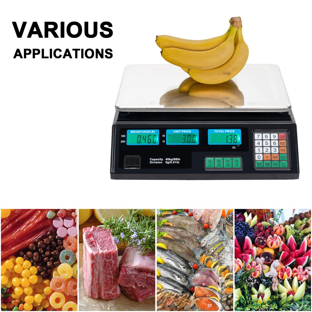 Price Computing Scale 40kg/5g Counting Scale Deli Scale Digital Pricing Weighing Scale Precise Market Scales kg/g/lb