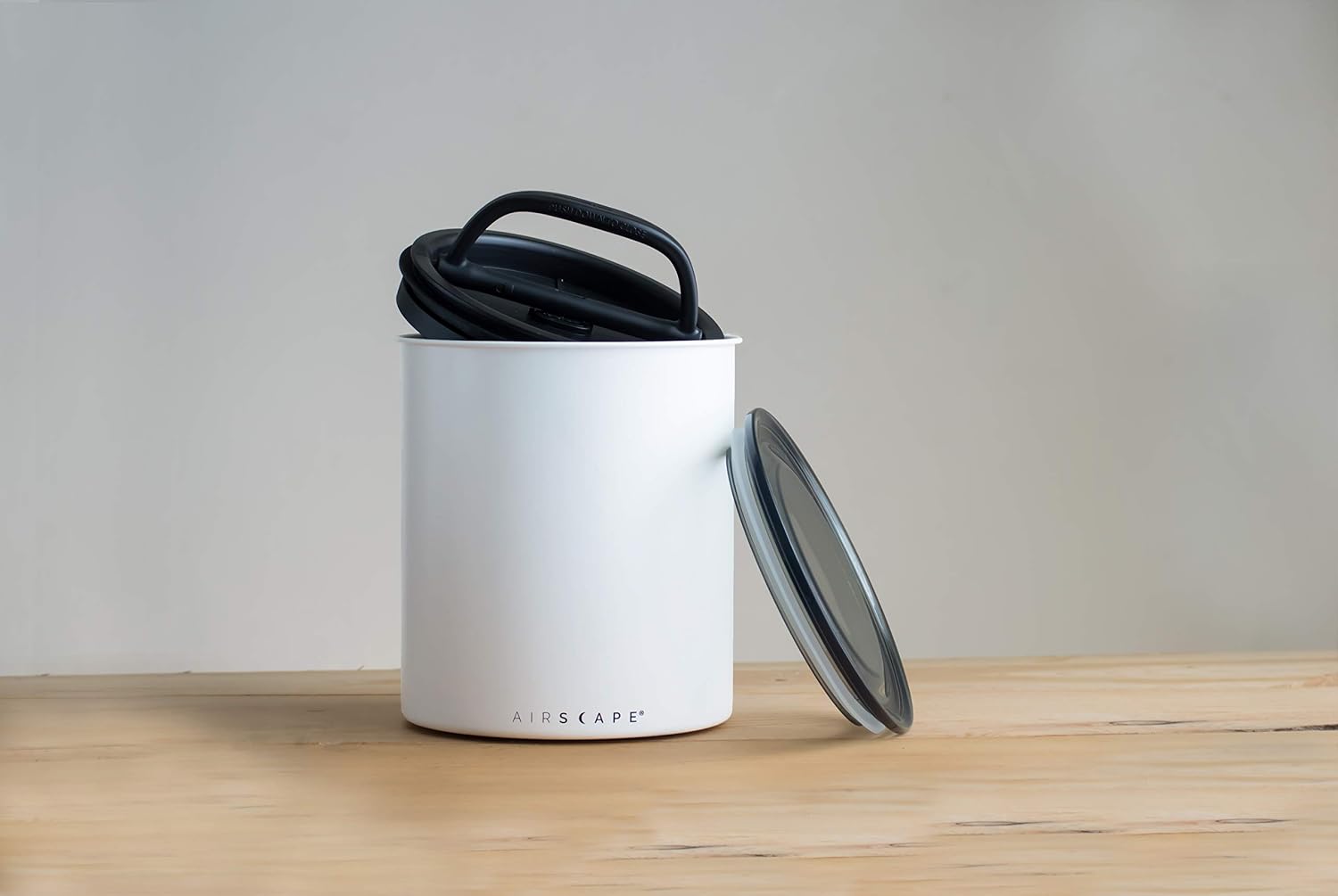 by Planetary Design | 2.2 lbs Coffee Storage | Matte White | Plunger Lid Removes Excess Oxygen - DON'T buy airtight