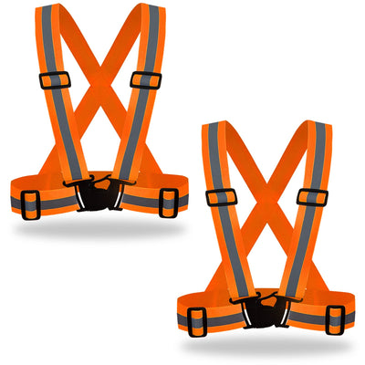 2 Pack Hi Vis Safety Vests - Adjustable Bright Neon Color High Visibility Reflective Safety Straps Gear for Traffic
