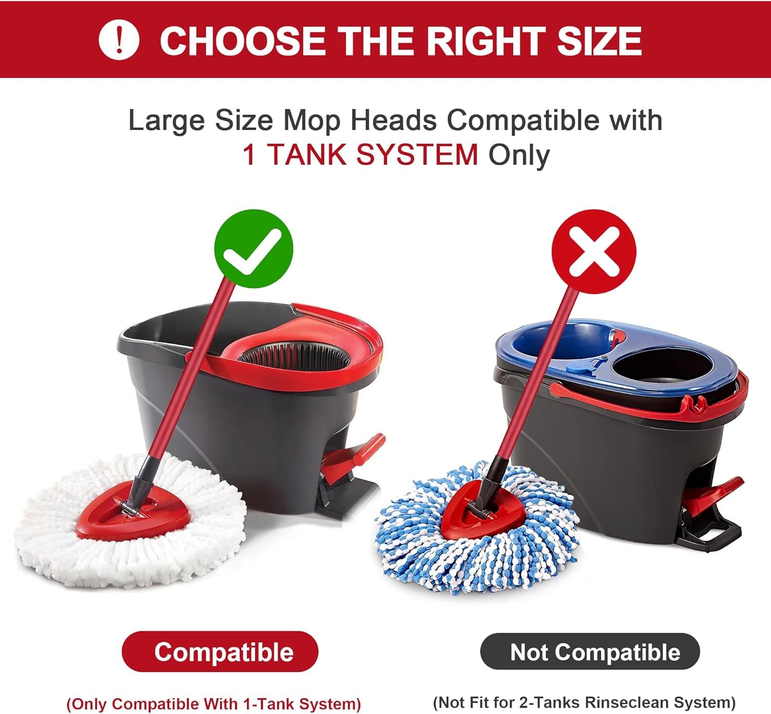 Mop Replacement Heads for O-Ceda Mop Replace Head EasyWrin Spin Mop Heads Replacements, Microfiber Spin Mop Refills