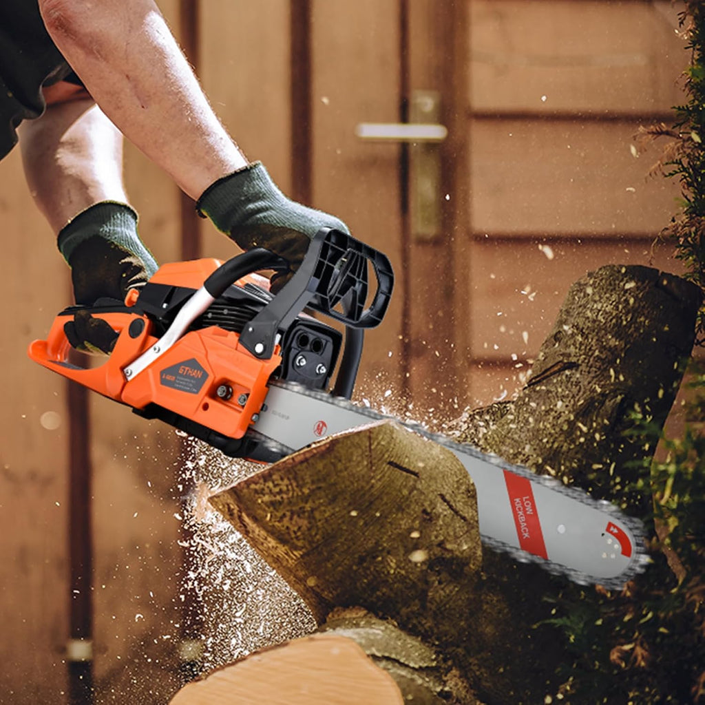 62cc Gas Powered Chainsaw 2-Cycle Gasoline Chain Saw with 20-Inch Guide Bar | Cordless Gas Chainsaw for Tree Cutting