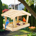 Bird Feeders House, 10x6.3x7.8 Inch Wooden Wild Bird Feeders for Cardinals Finches Bluebird Mealworm, Platform Bird