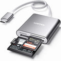 CF Card/MicroSD/SD Type-C Flash Memory Card Reader for USB C Device | High-Speed Read 3 Cards Simultaneously Aluminum