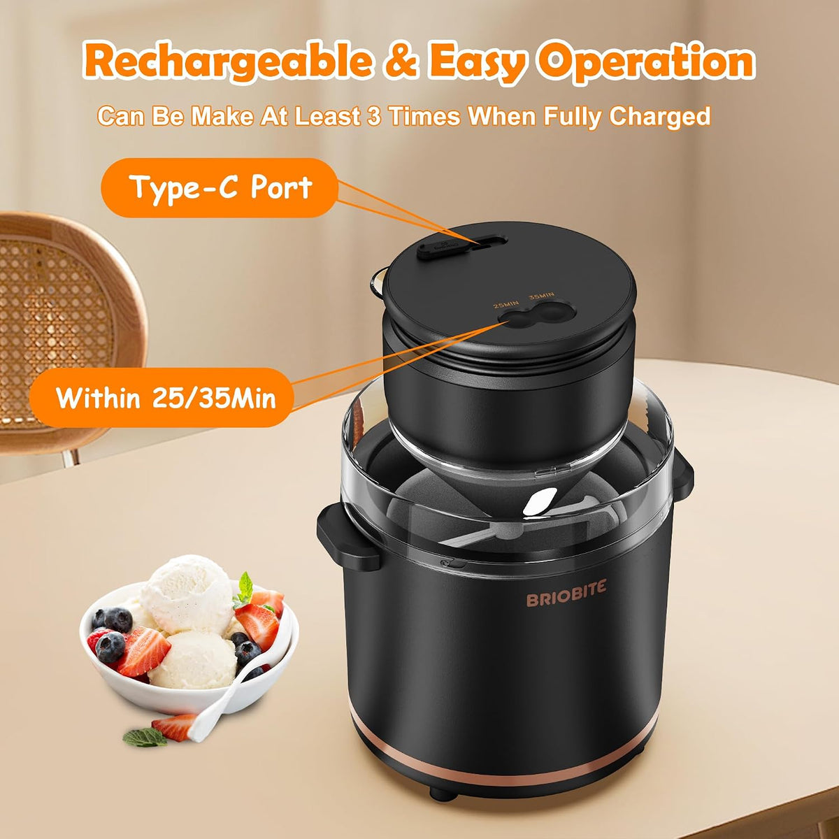 1.1 Quart Ice Cream Maker Machine,Black