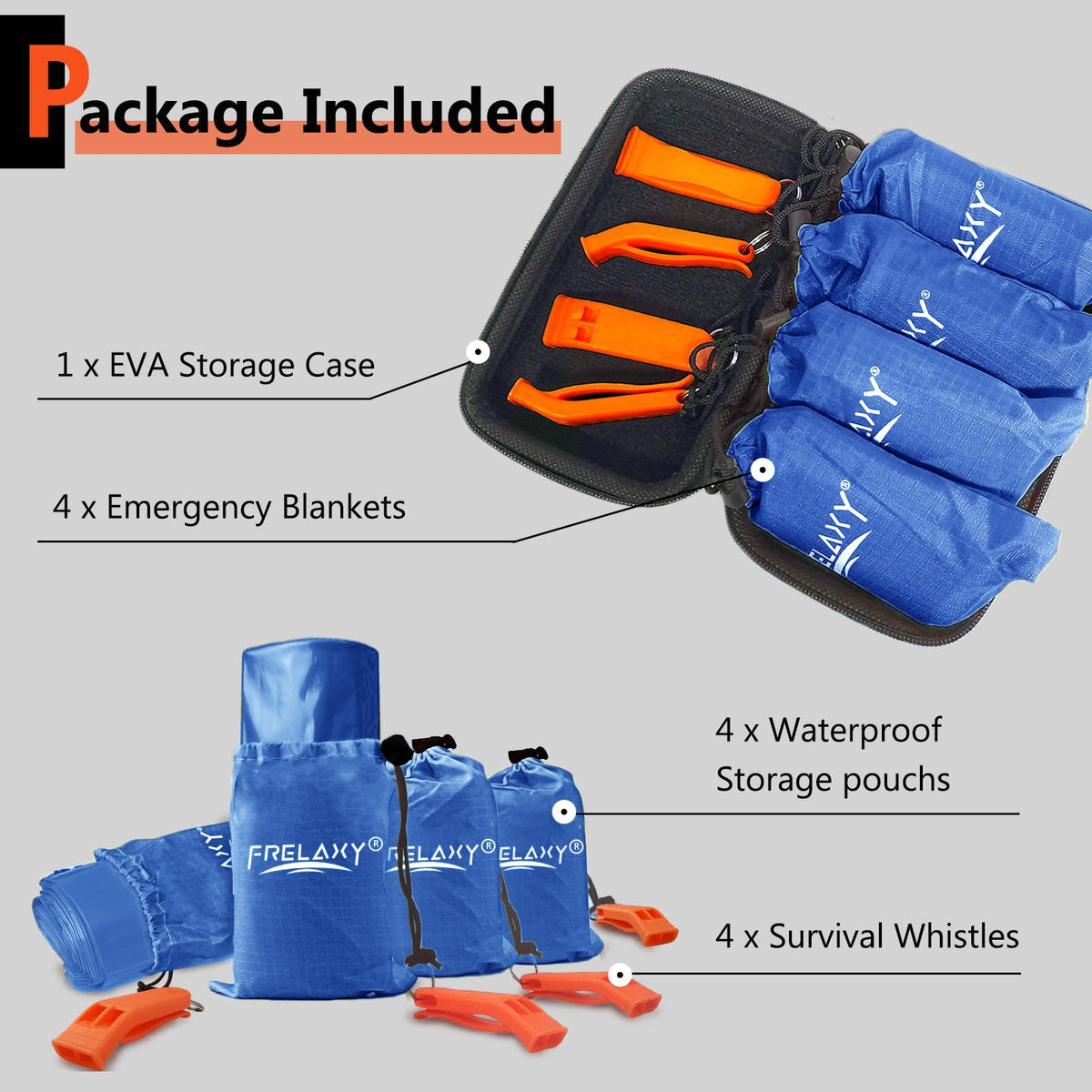 Emergency Blanket 4 Pack, Extra Thick Large Space Blankets