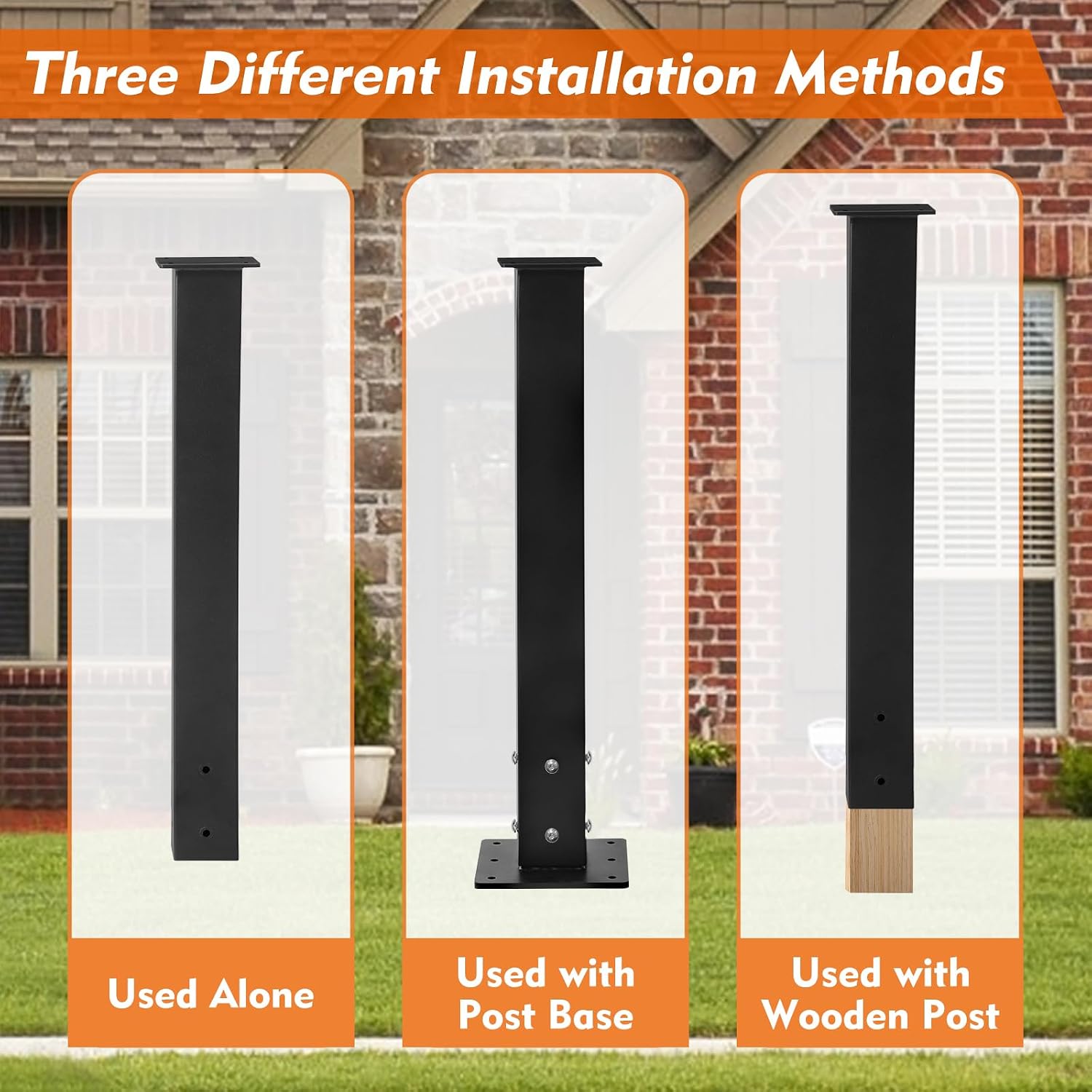 Mailbox Post with Post Base, 27 inch, Heavy Duty Q235 Steel Mailbox Posts for Outside, High Mounting Post for Street