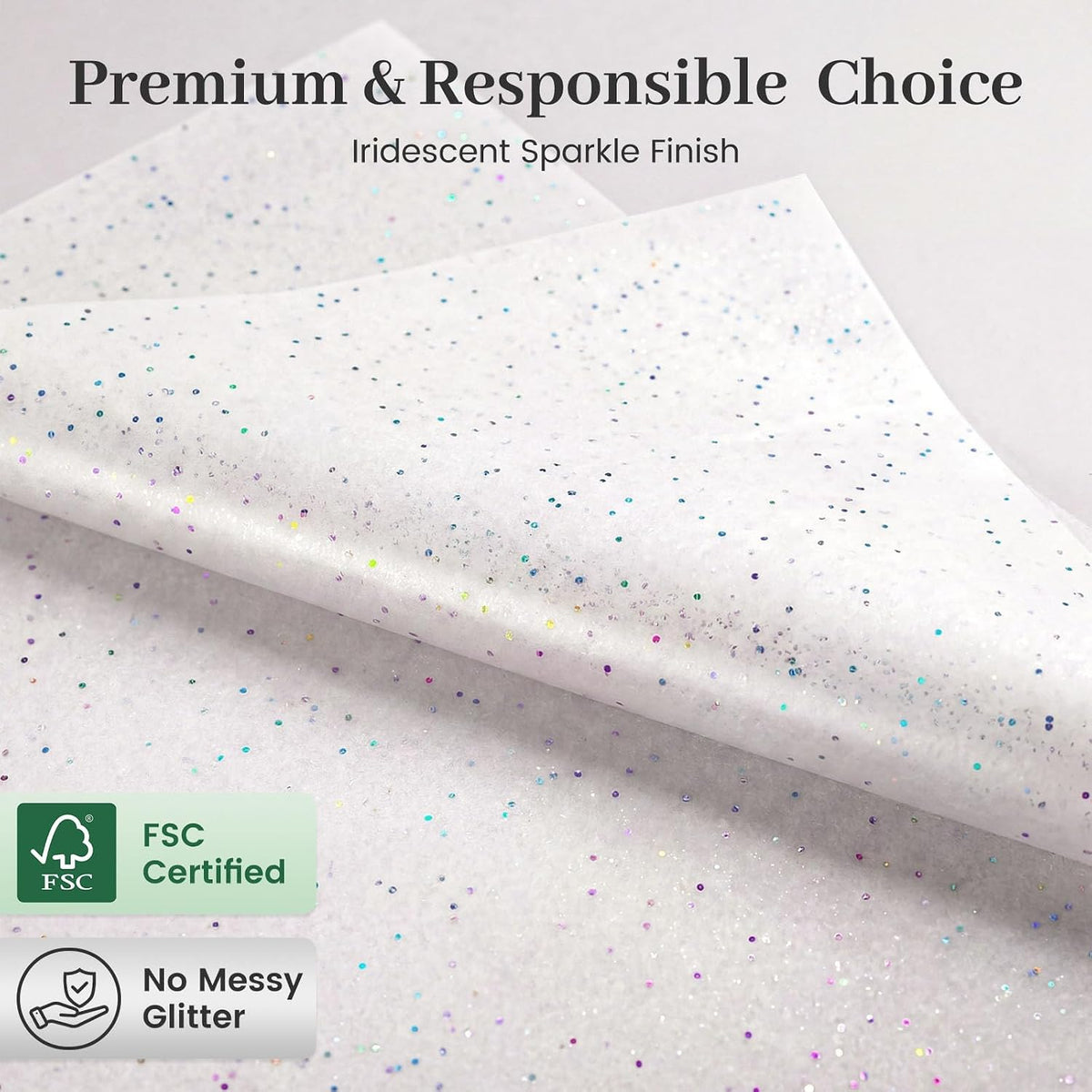 120 Sheets White Glitter Tissue Paper, 20 X 14 inch