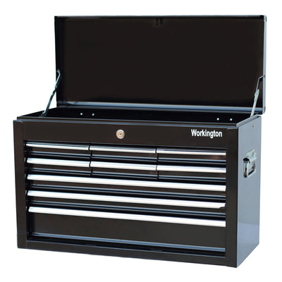 Portable Metal Tool Chest with 9 Drawers, 24" 9-Drawer Tool Chest Cabinet with Ball Bearing Drawer Slides, Steel Tool