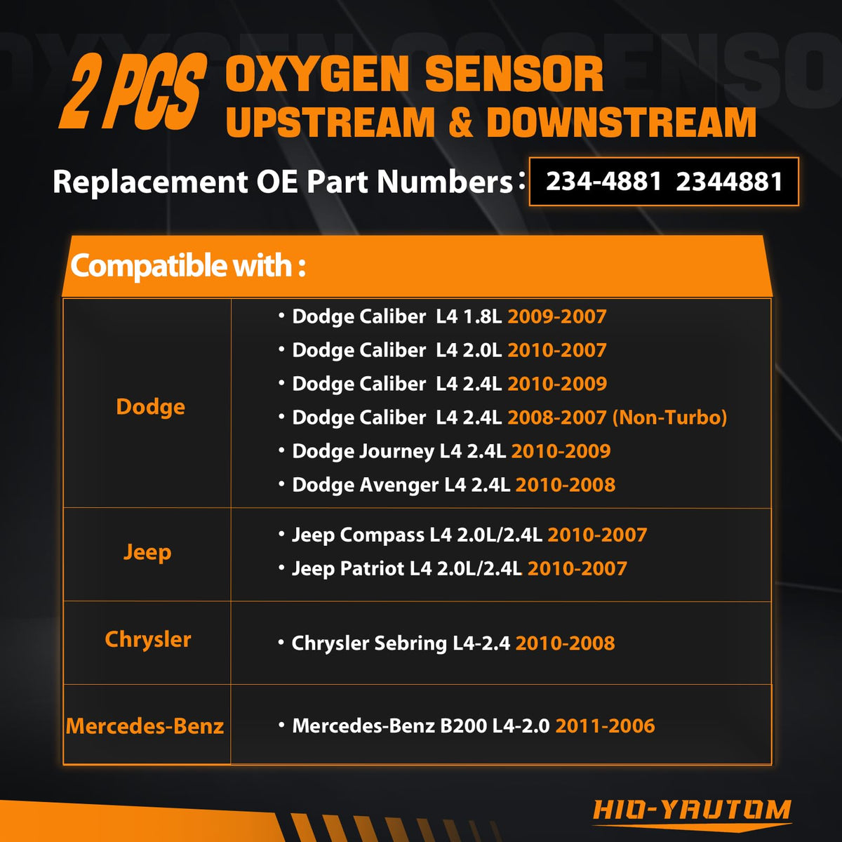 Upstream & Downstream O2 Oxygen Sensor Compatible with Dodge Jeep Chrysler