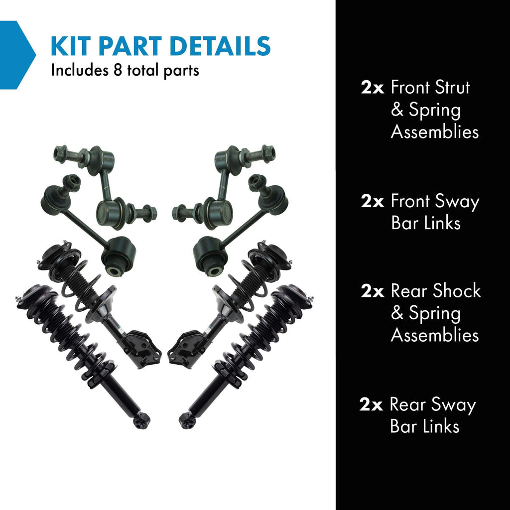 TRQ Front and Rear Suspension Kit Complete Strut & Coil Spring Assembly