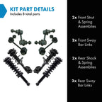 TRQ Front and Rear Suspension Kit Complete Strut & Coil Spring Assembly