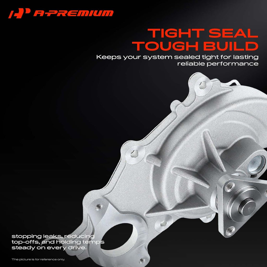 A-Premium Water Pump w/Ring [DOHC, 6Cyl 3.5L 3.7L] Compatible with Ford F-150 14-17, Mustang 11-17, Transit-350 HD 15-19, Transit-150 Transit-250 Transit-350 15-19, (fits 3-Bolt Pulley Flange)