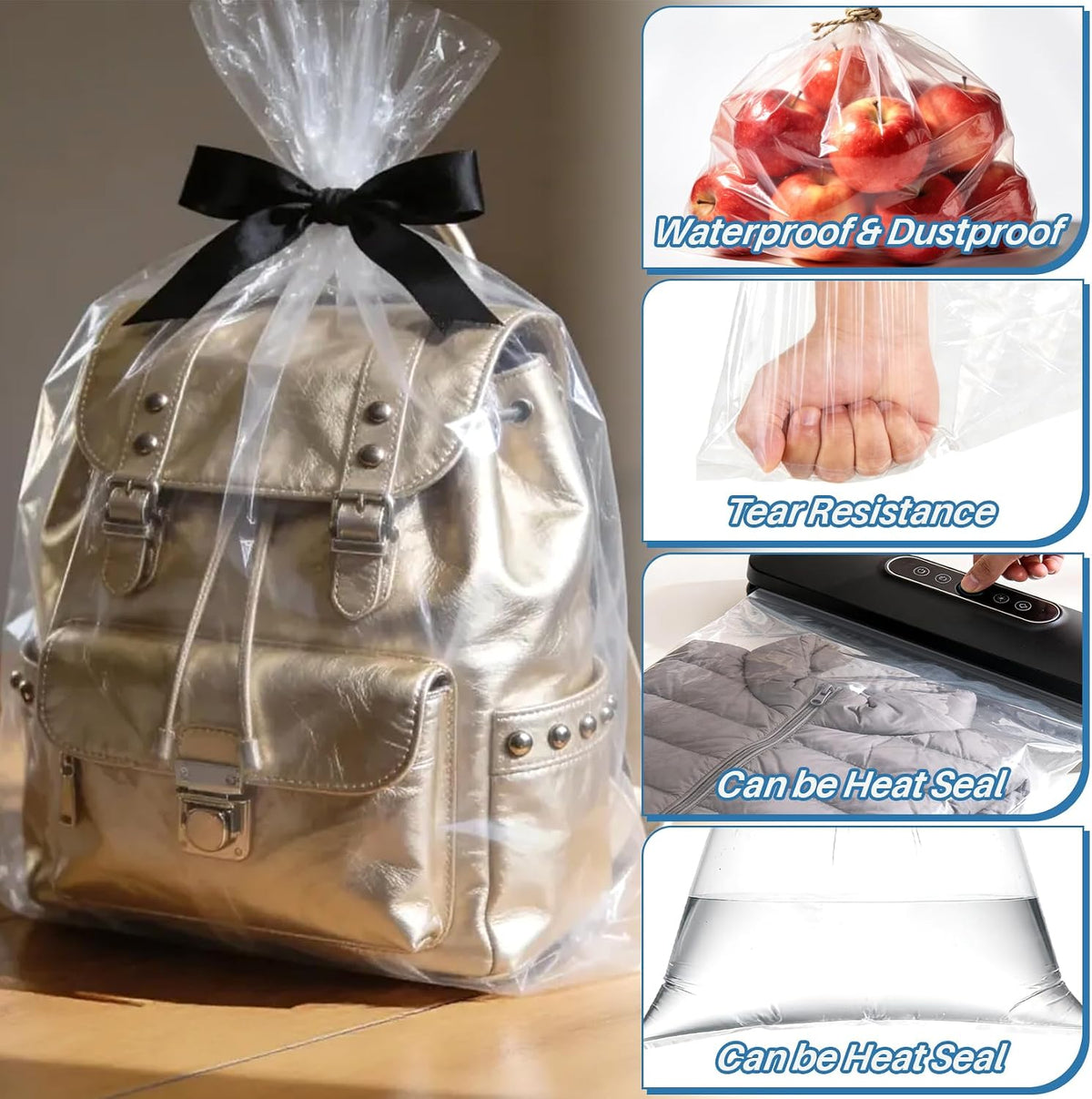25 Pack Clear Plastic Flat Open Poly Bags 18 x 24 Inch